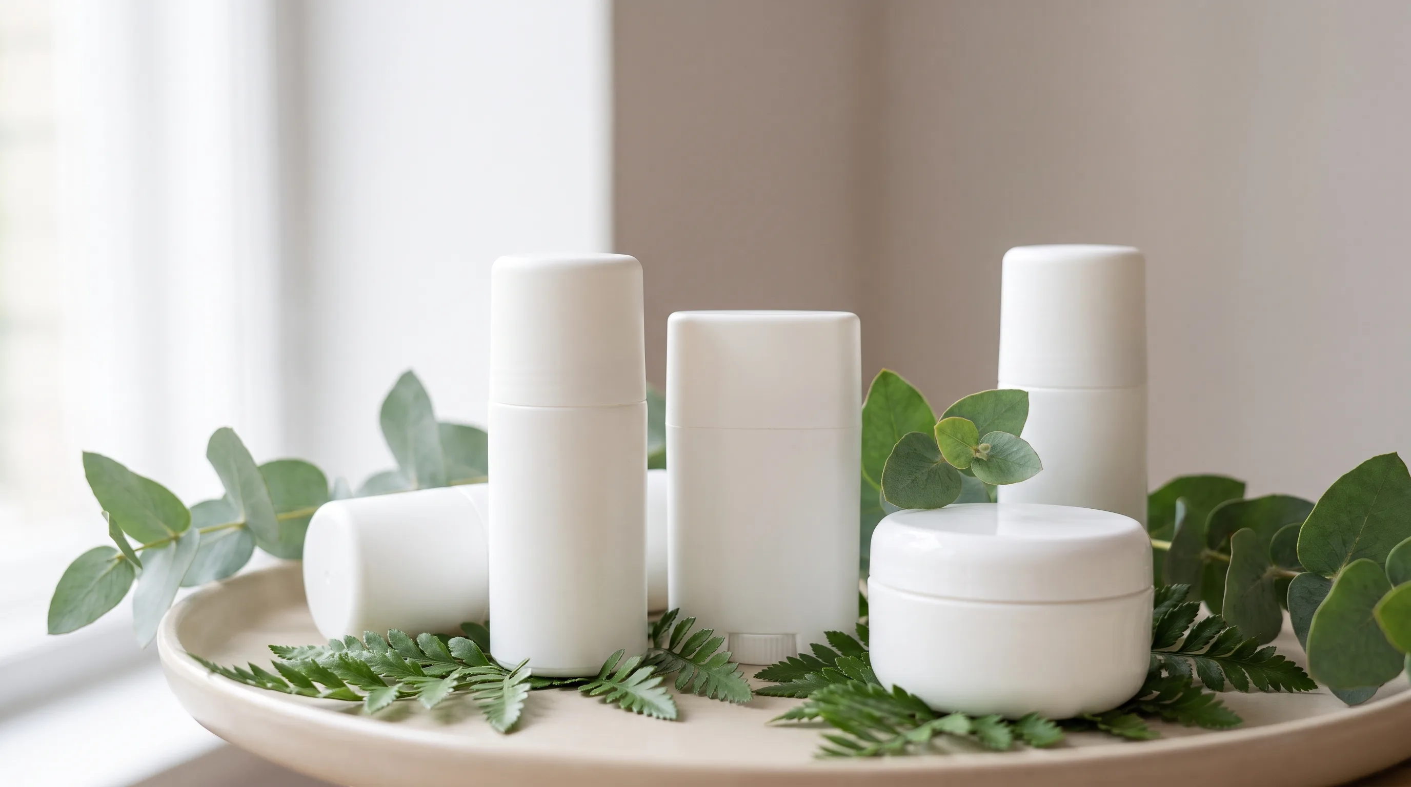 Biobased Series – Naturkosmetik-Pflegeprodukte mit grünen Blättern